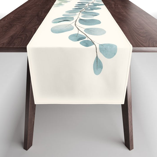 Watercolor Eucalyptus Leaves Table Runner Gallery Image 1