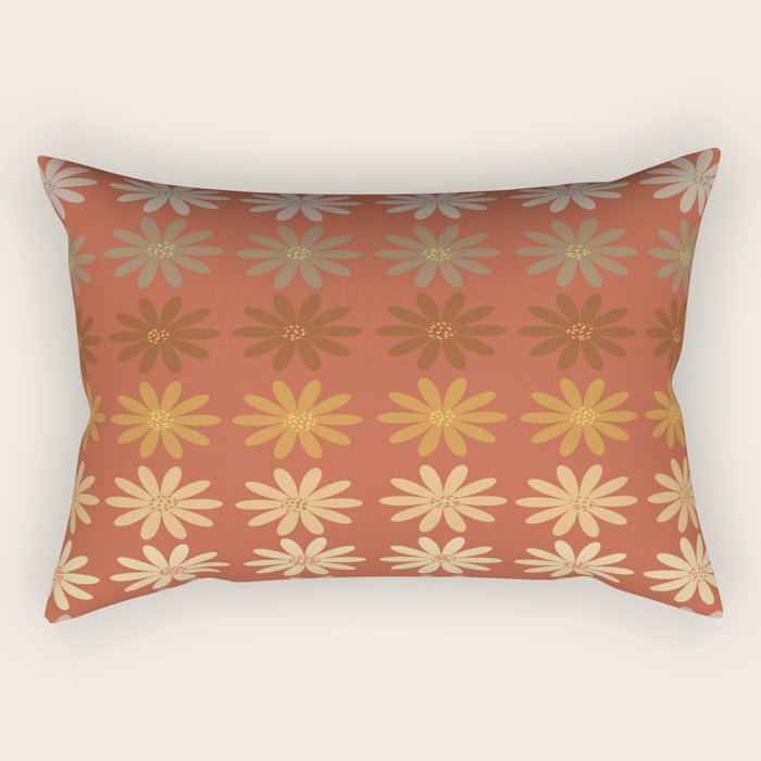 Ombre Abstract Daisies on Mandarin Orange Rectangular Pillow Gallery Image 2