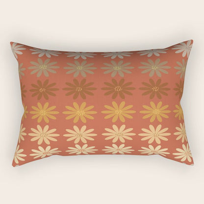 Ombre Abstract Daisies on Mandarin Orange Rectangular Pillow Gallery Image 2