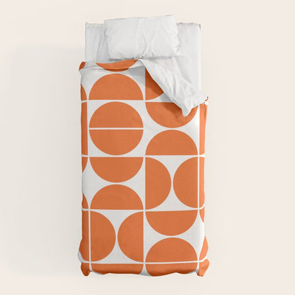 Mid Century Modern Geometric 04 Orange Duvet Cover Gallery Image 5
