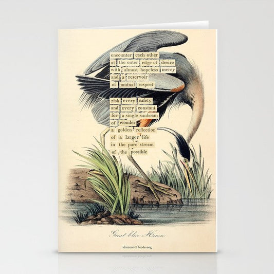 Bird Divinations: Great Blue Heron (about: almanacofbirds.org) Stationery Card Gallery Image 1