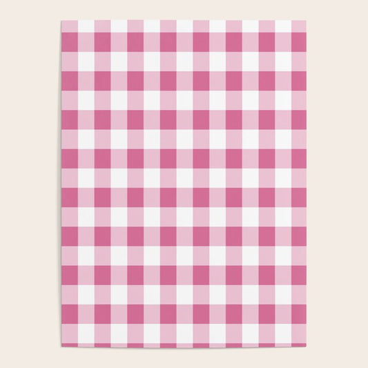 Gingham Large Pink White Poster Gallery Image 1