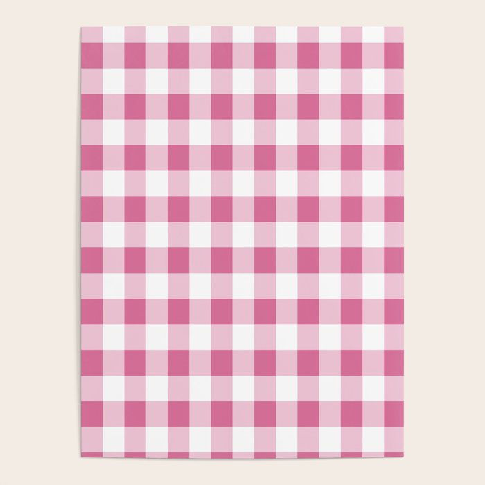Gingham Large Pink White Poster Gallery Image 3