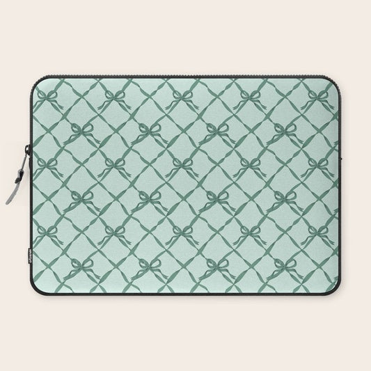 Green Trellis Ribbon Bows Laptop Sleeve Gallery Image 2