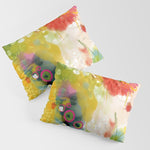 abstract floral art in yellow green and rose magenta colors Pillow Sham Gallery Image 1