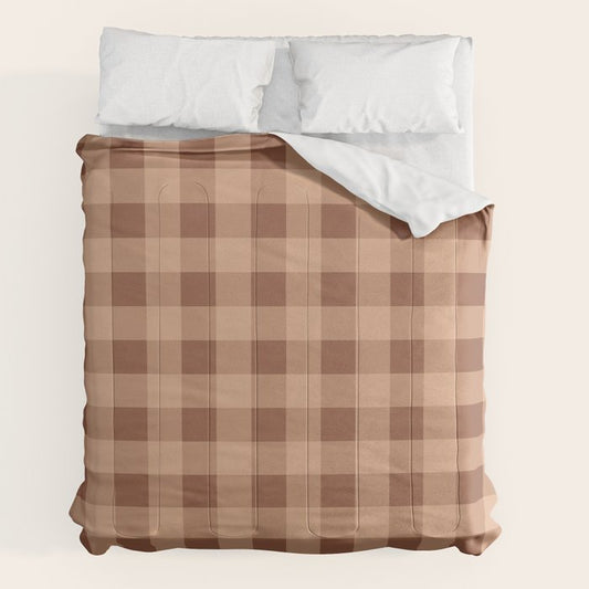 Gingham Large Brown Dark Light Tan Comforter Gallery Image 2