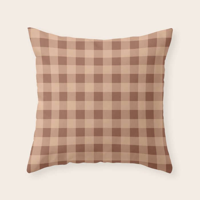 Gingham Large Brown Dark Light Tan Throw Pillow Gallery Image 6