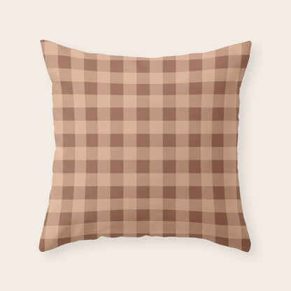Gingham Large Brown Dark Light Tan Throw Pillow Gallery Image 3
