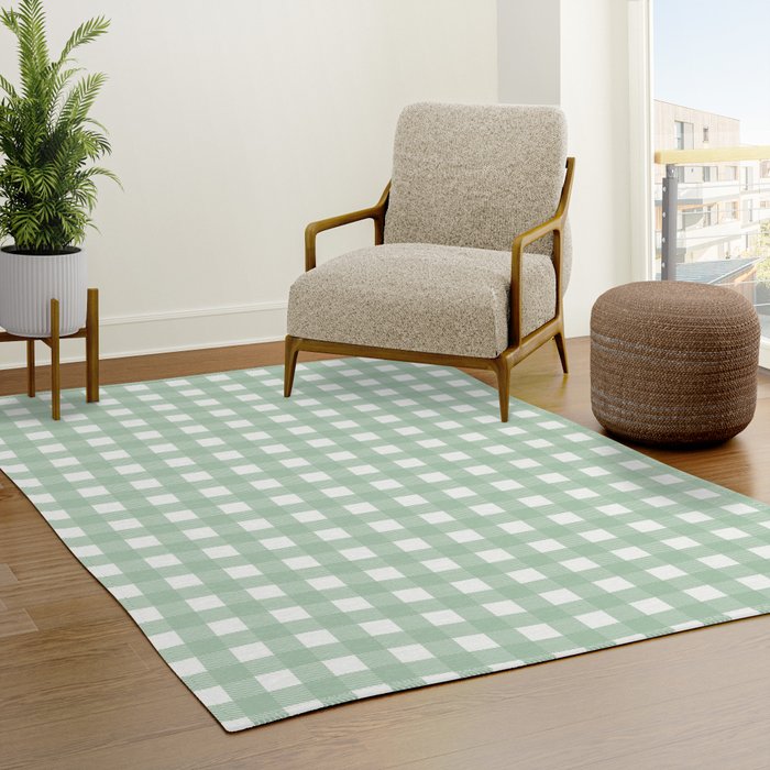 Buffalo Checks in Sage Green and White Rug Gallery Image 3