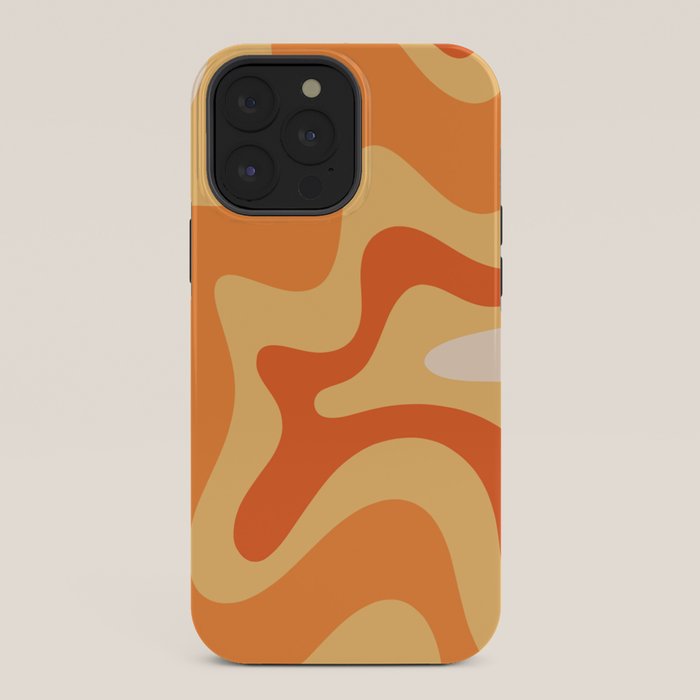 Retro Liquid Swirl Abstract Pattern Square in Tangerine Orange Yellow Tones iPhone Case Gallery Image 36