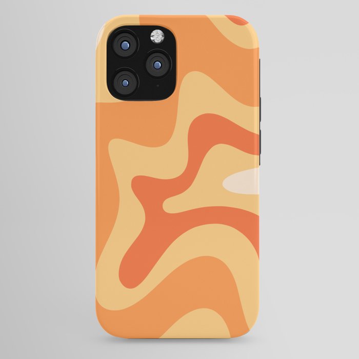 Retro Liquid Swirl Abstract Pattern Square in Tangerine Orange Yellow Tones iPhone Case Gallery Image 44