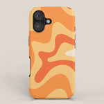 Retro Liquid Swirl Abstract Pattern Square in Tangerine Orange Yellow Tones iPhone Case Gallery Image 1