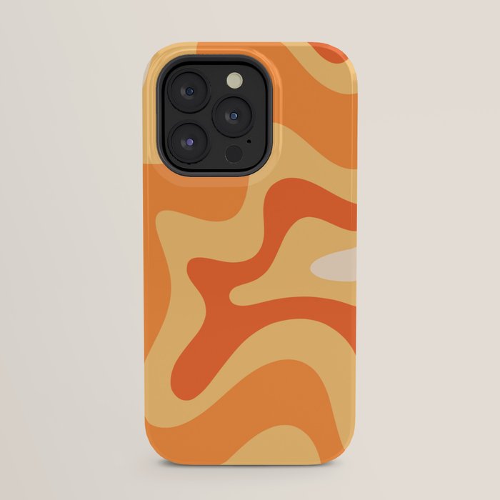 Retro Liquid Swirl Abstract Pattern Square in Tangerine Orange Yellow Tones iPhone Case Gallery Image 23
