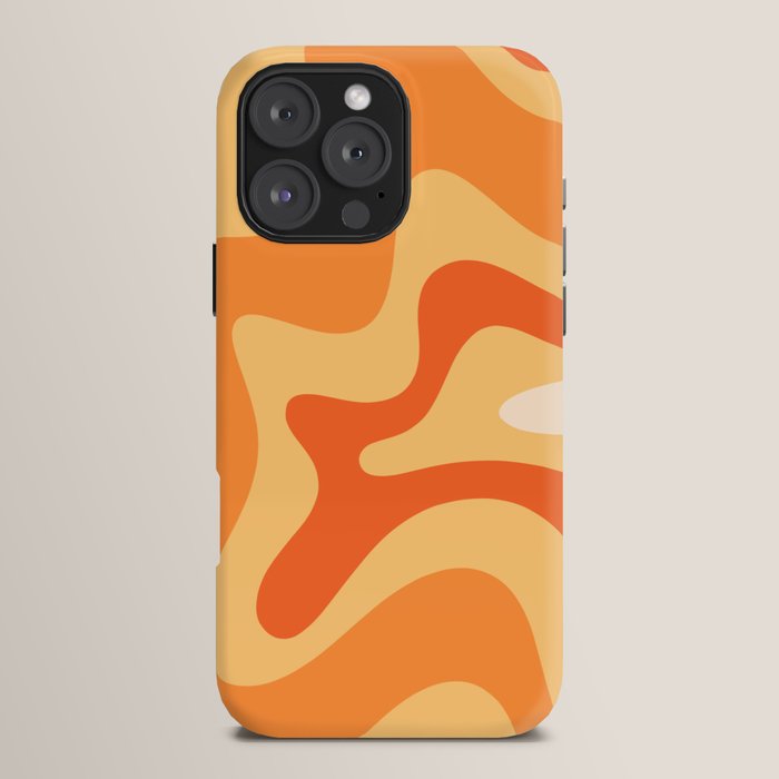Retro Liquid Swirl Abstract Pattern Square in Tangerine Orange Yellow Tones iPhone Case Gallery Image 16