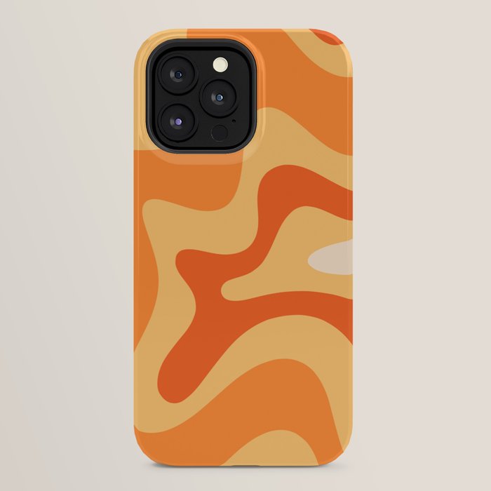 Retro Liquid Swirl Abstract Pattern Square in Tangerine Orange Yellow Tones iPhone Case Gallery Image 32