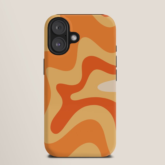 Retro Liquid Swirl Abstract Pattern Square in Tangerine Orange Yellow Tones iPhone Case Gallery Image 9