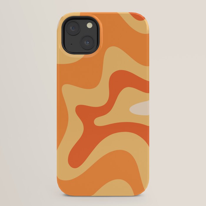 Retro Liquid Swirl Abstract Pattern Square in Tangerine Orange Yellow Tones iPhone Case Gallery Image 22
