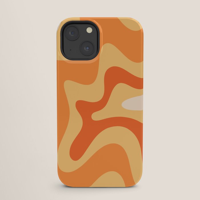 Retro Liquid Swirl Abstract Pattern Square in Tangerine Orange Yellow Tones iPhone Case Gallery Image 25