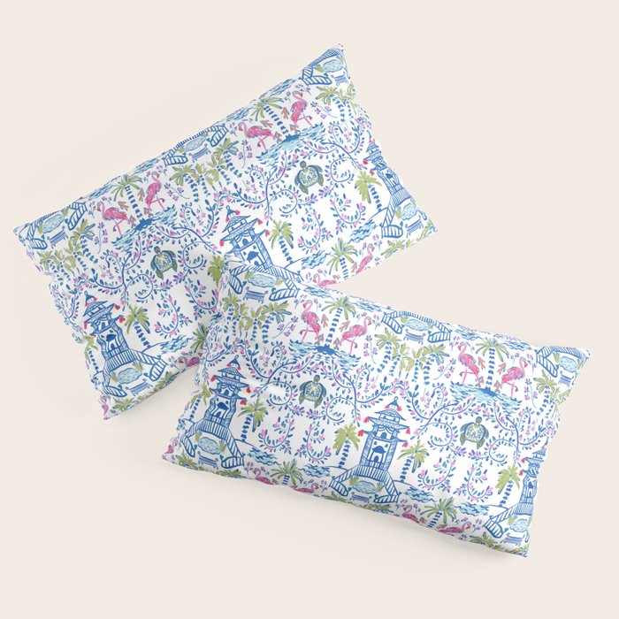 Colorful Coastal Chinoiserie Pillow Sham Gallery Image 2