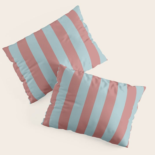 Dusty Pink Greyish Blue Stripe Pillow Sham Gallery Image 1