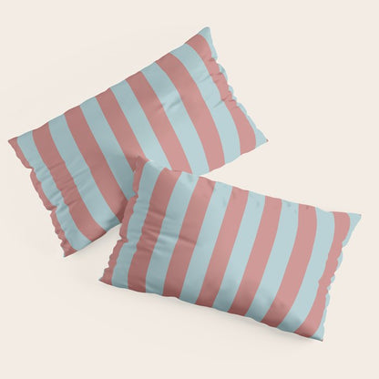 Dusty Pink Greyish Blue Stripe Pillow Sham Gallery Image 4