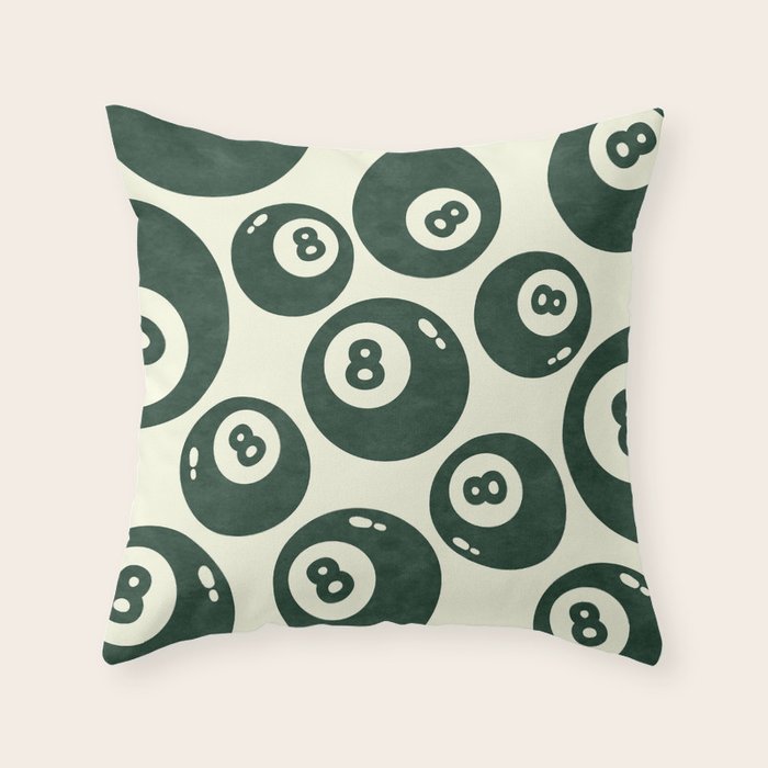 The 8 Ball Clubhouse Old Money Green Throw Pillow Gallery Image 1