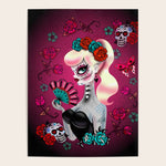 Rockabilly Blonde Sugar Skull Girl Poster Gallery Image 1