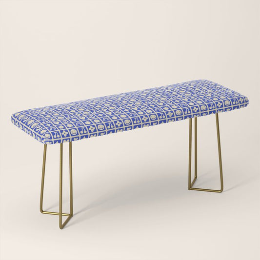 Blue children shape mosaic art pattern Bench Gallery Image 2