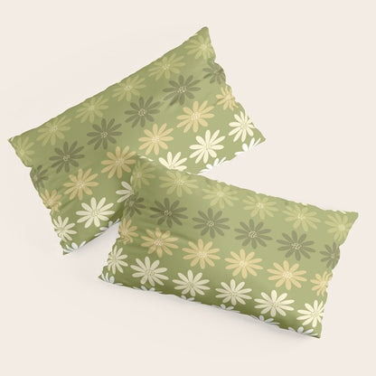 Ombre Abstract Daisies on Olive Green Pillow Sham Gallery Image 4