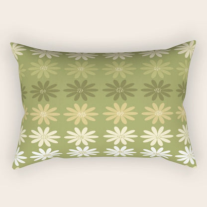 Ombre Abstract Daisies on Olive Green Rectangular Pillow Gallery Image 1