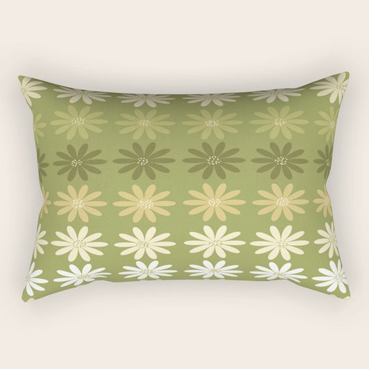 Ombre Abstract Daisies on Olive Green Rectangular Pillow Gallery Image 1