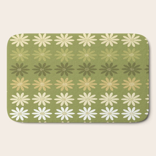 Ombre Abstract Daisies on Olive Green Bath Mat Gallery Image 2