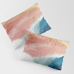 Exhale: a pretty, minimal, acrylic piece in pinks, blues, and gold Pillow Sham Gallery Image 1