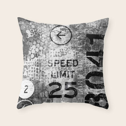 Urban Street Art Numbers And Text Fragments Throw Pillow Gallery Image 2