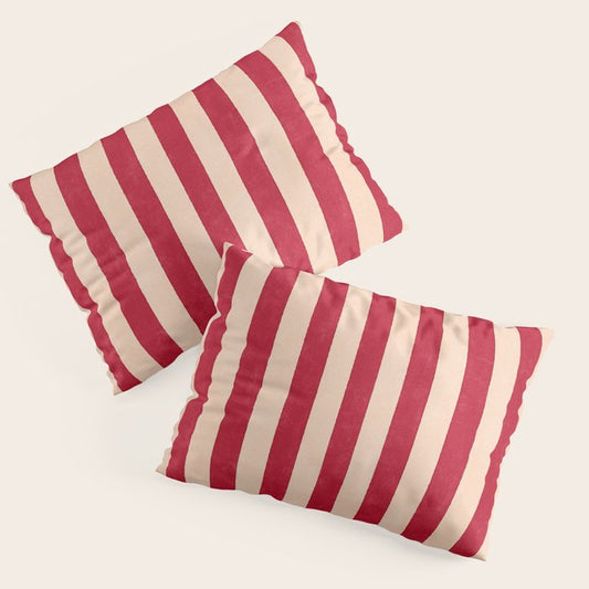 STRIPES 001 L - Tomato Pillow Sham Gallery Image 1
