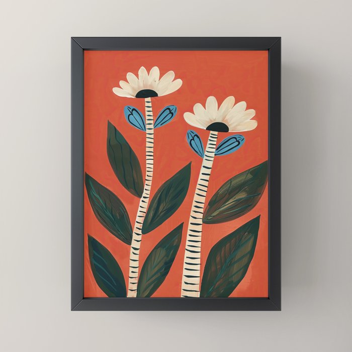 Folk Garden Daisy Pair Mini Art Print Gallery Image 3