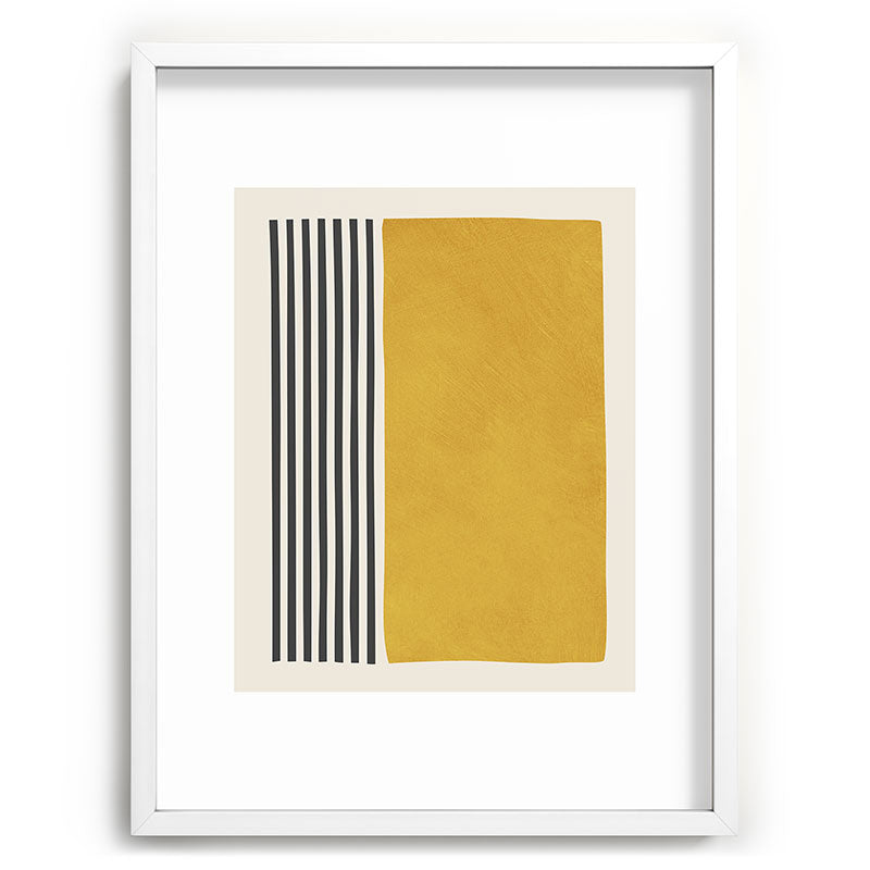Mustard Yellow Black Lines Abstract Art Framed Art Print Gallery Image 79