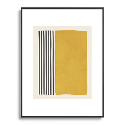 Mustard Yellow Black Lines Abstract Art Framed Art Print Gallery Image 85