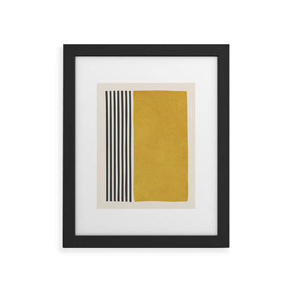 Mustard Yellow Black Lines Abstract Art Framed Art Print Gallery Image 34