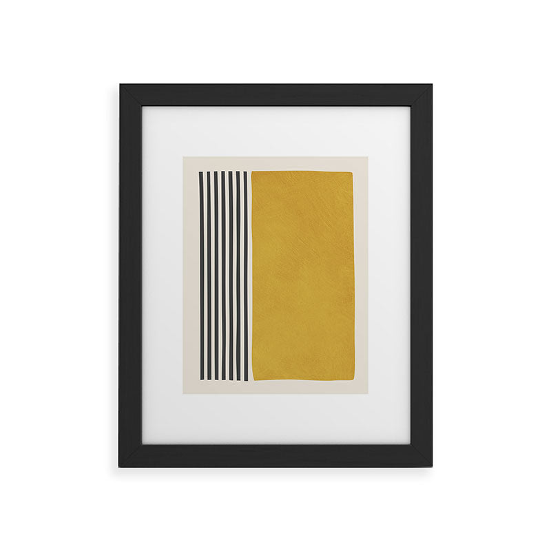 Mustard Yellow Black Lines Abstract Art Framed Art Print Gallery Image 32