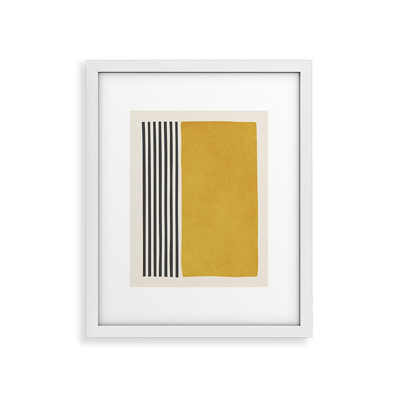 Mustard Yellow Black Lines Abstract Art Framed Art Print Gallery Image 25