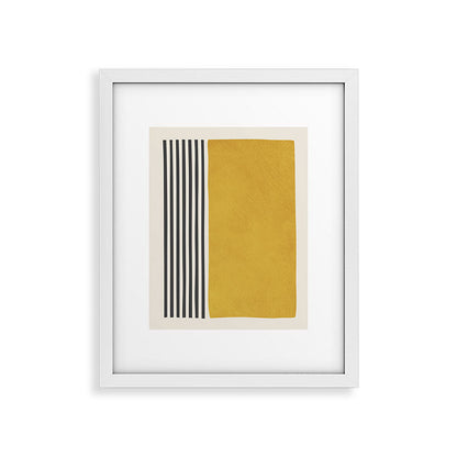 Mustard Yellow Black Lines Abstract Art Framed Art Print Gallery Image 25