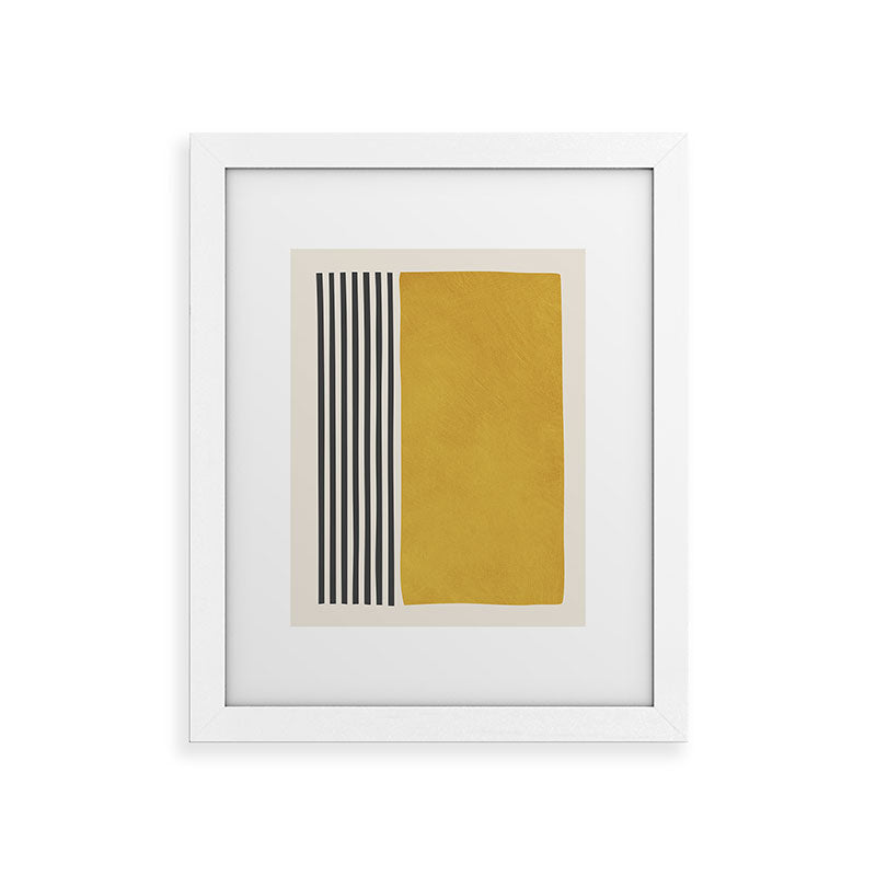 Mustard Yellow Black Lines Abstract Art Framed Art Print Gallery Image 53