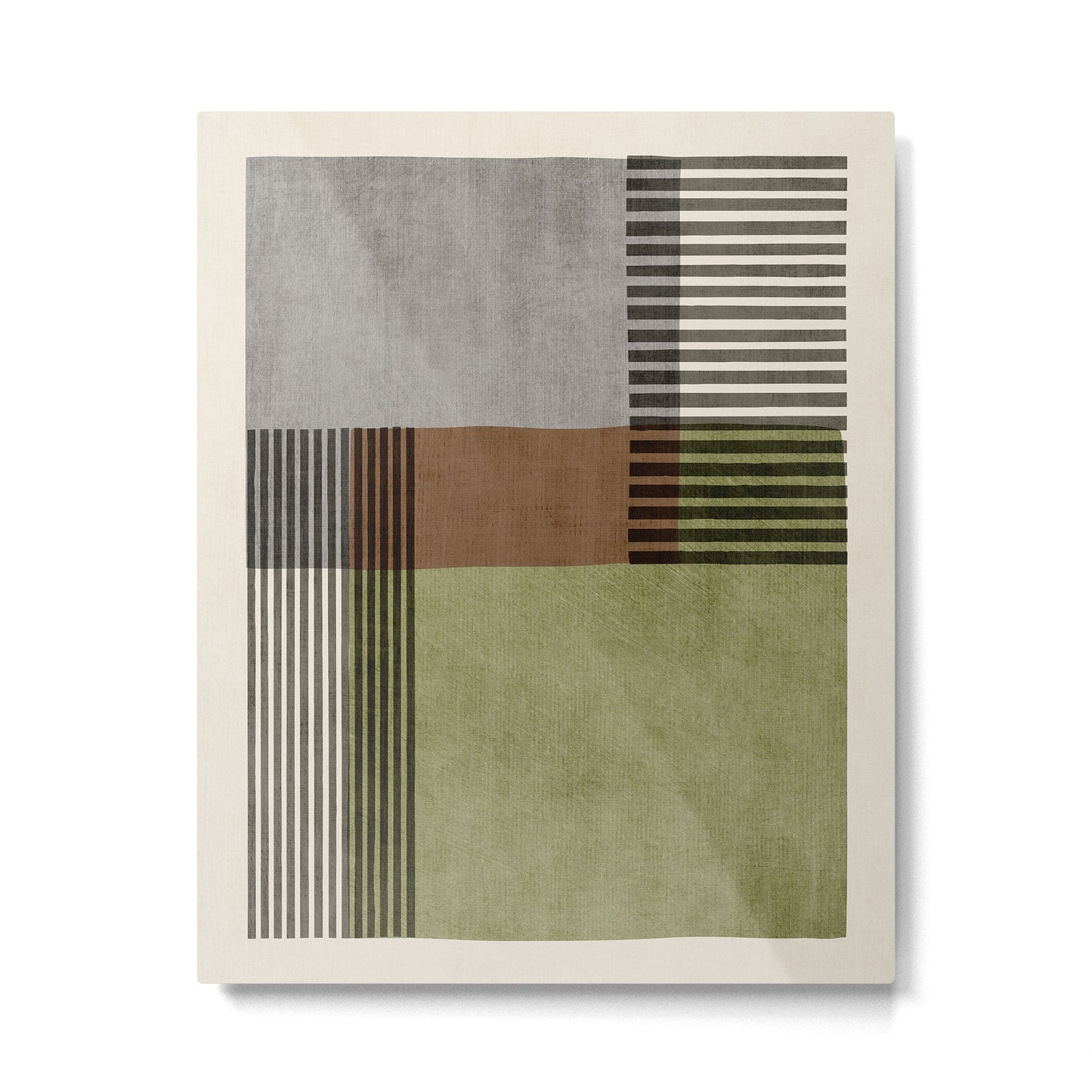 Olive Green Brown Gray Black Bold Lines Artwork Metal Print Gallery Image 4