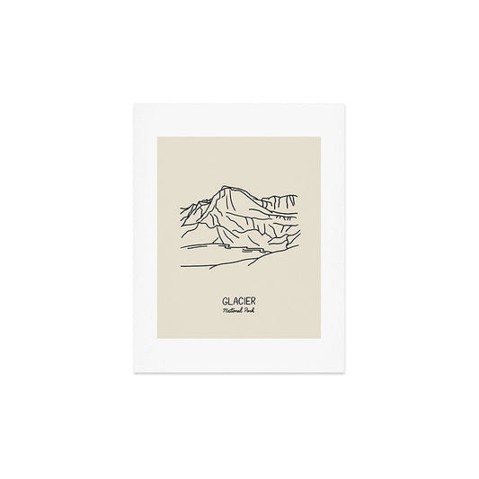 Glacier National Park Black on Cream Art Print Gallery Image 2
