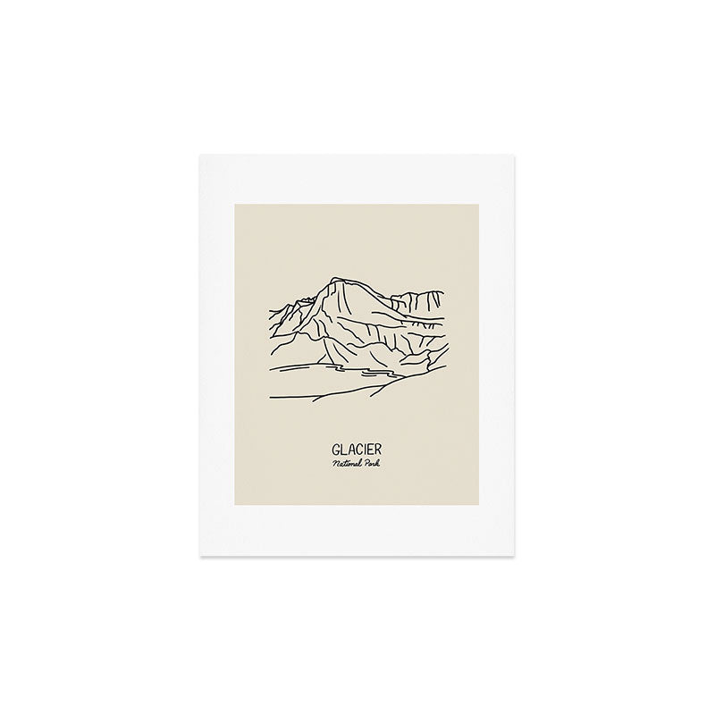 Glacier National Park Black on Cream Art Print Gallery Image 3