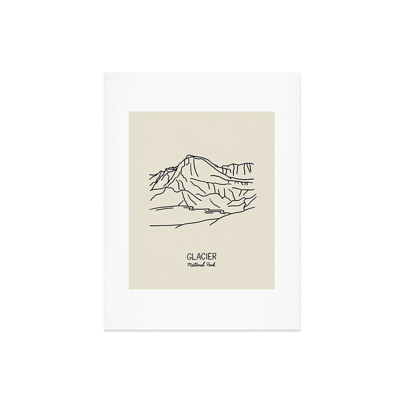 Glacier National Park Black on Cream Art Print Gallery Image 6