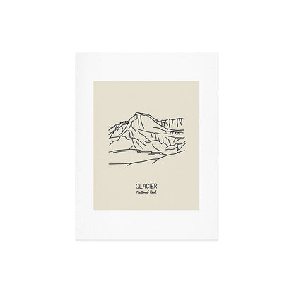 Glacier National Park Black on Cream Art Print Gallery Image 6