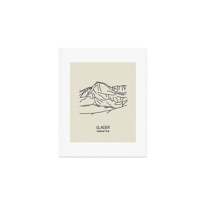 Glacier National Park Black on Cream Art Print Gallery Image 1