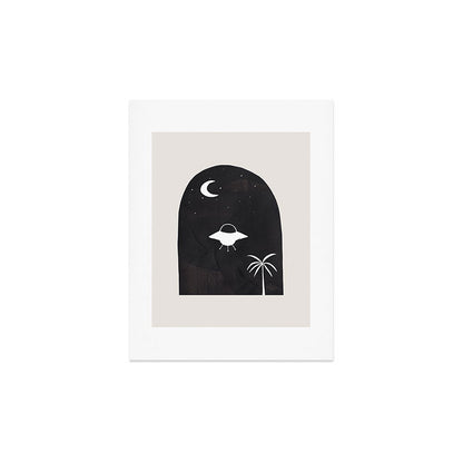Ancient Alien Visitor Black White Minimalist Line Drawing Paper Collage by Ejaaz Haniff Art Print Gallery Image 3